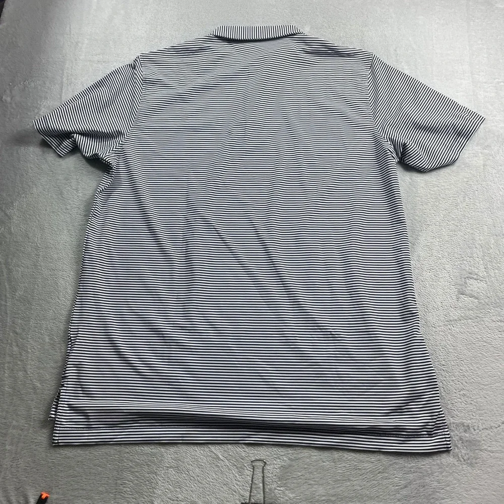 Peter Millar Summer Comfort Polo Shirt Mens XL Navy White Stripe Sodexo Charity - Picture 8 of 10